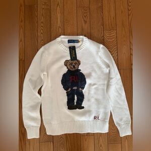 Polo by Ralph Lauren Cream Sweater with Bear Design